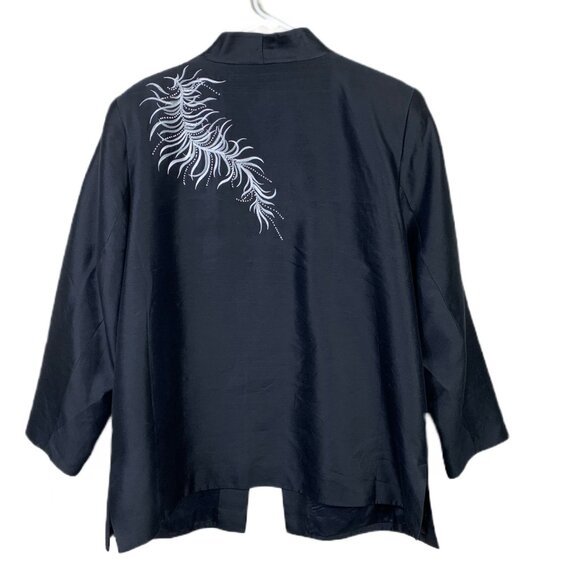 VTG 80’s  Nolan Miller Black 100% Silk Embroidered Art Deco Retro Blazer Sz 1X - Picture 6 of 6